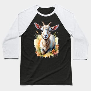 Goatling Glee: Watercolor Farmyard Bliss Baseball T-Shirt